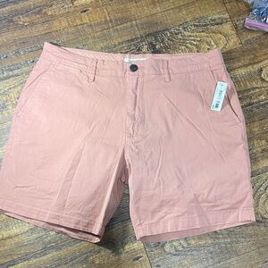 NWT Goodthreads Size 33 Men's Salmon Flat Front Chino Shorts stretch casual golf
